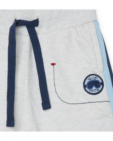 Pantalon en peluche lacets garçon gris glaciar Pantalon en peluche lacets garçon gris glaciar