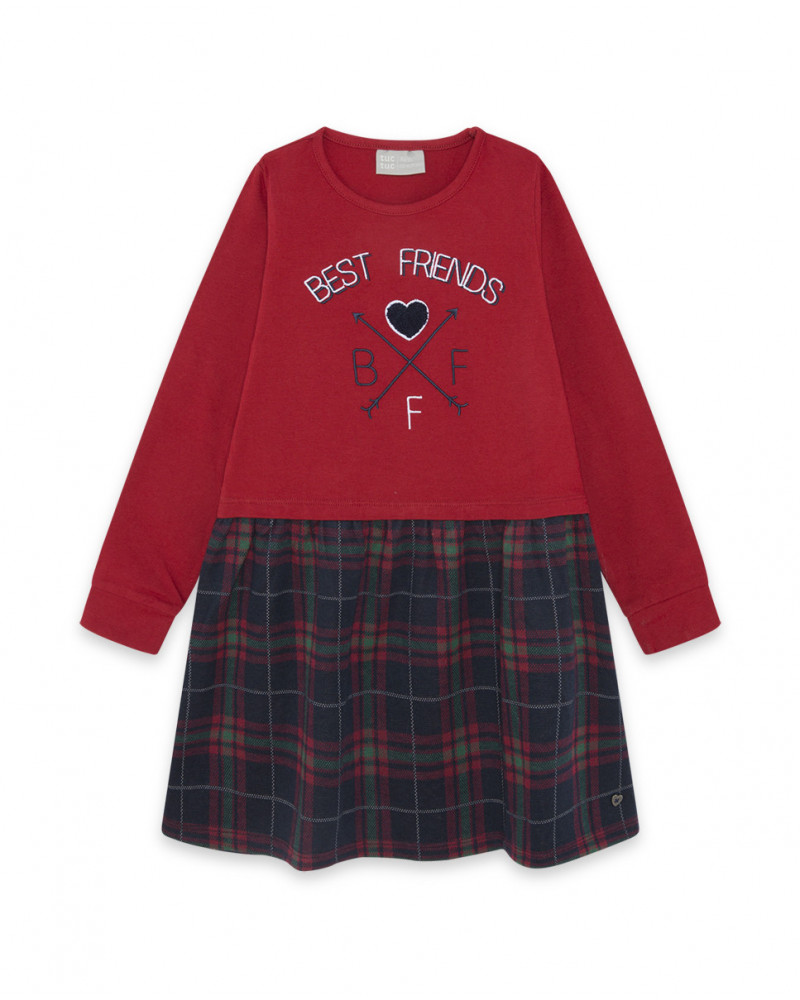 Robe en jersey combiné fille rouge breakfast time