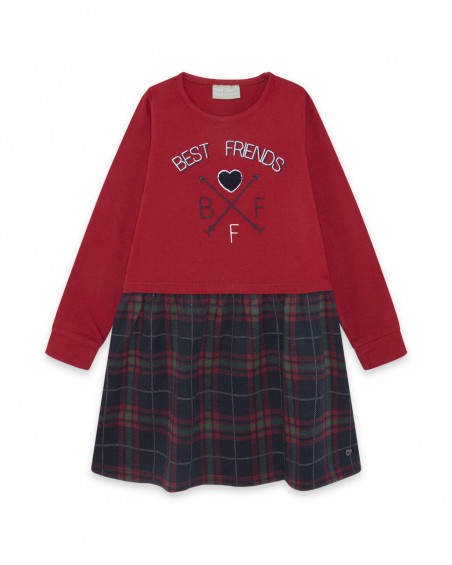 Robe en jersey combiné fille rouge breakfast time Robe en jersey combiné fille rouge breakfast time