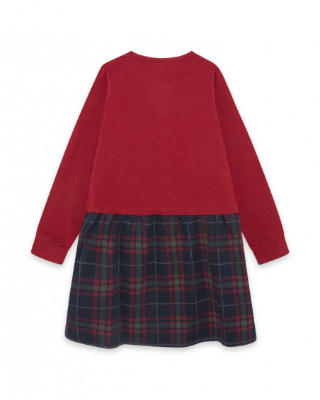 Robe en jersey combiné fille rouge breakfast time Robe en jersey combiné fille rouge breakfast time