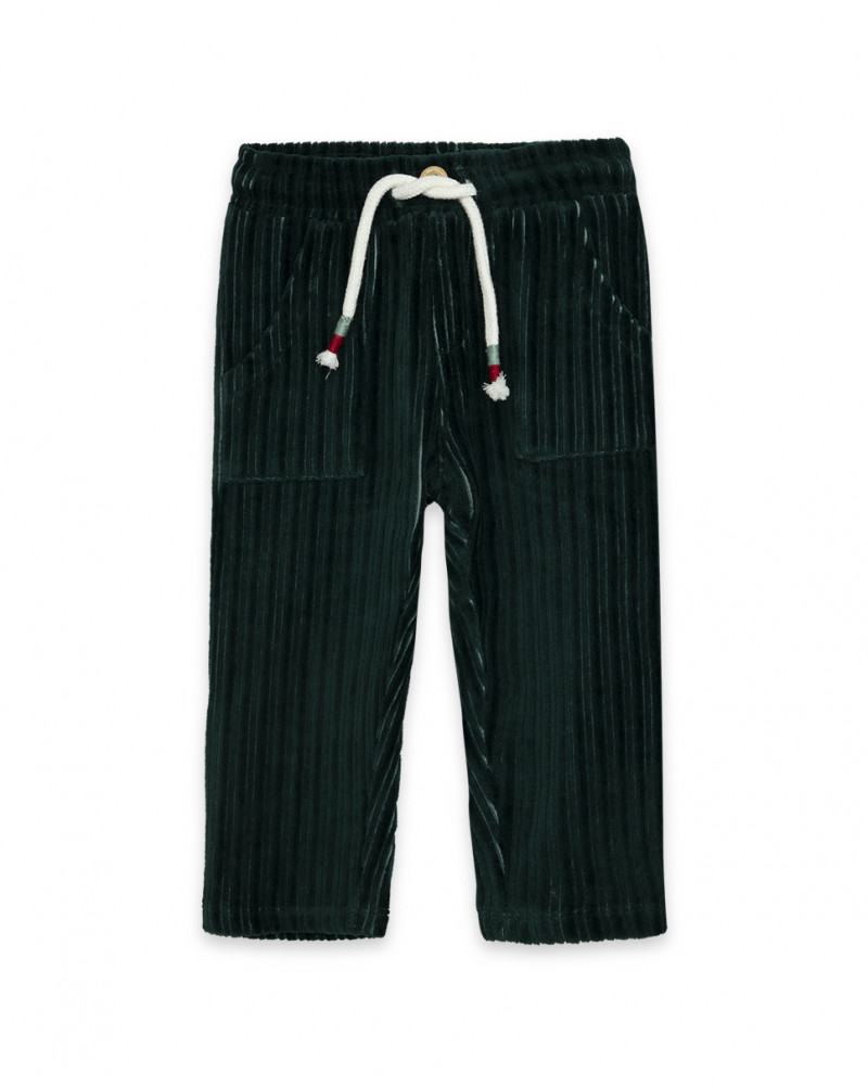 Pantalon en velours côtelé avec poches garçon vert highlands