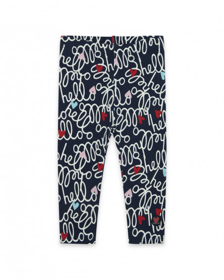 Leggings en jersey imprimé fille bleus hello london Leggings en jersey imprimé fille bleus hello london
