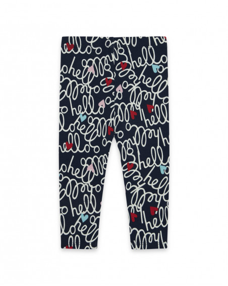 Leggings en jersey imprimé fille bleus hello london Leggings en jersey imprimé fille bleus hello london