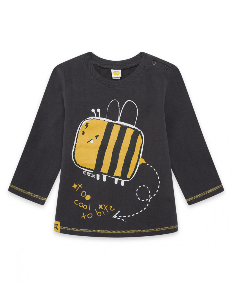 Tee-shirt en jersey abeille garçon gris bee happy