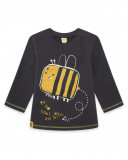 Tee-shirt en jersey abeille garçon gris bee happy Tee-shirt en jersey abeille garçon gris bee happy