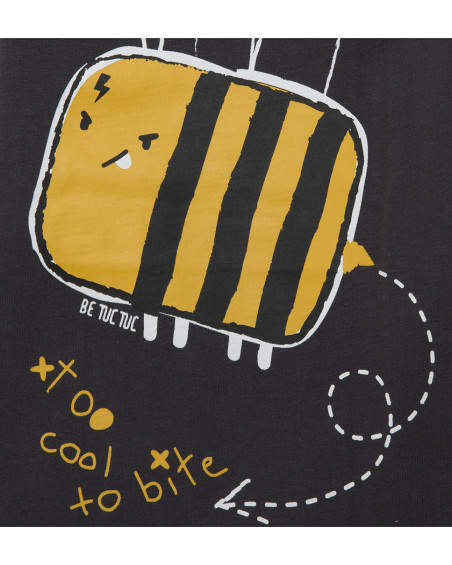 Tee-shirt en jersey abeille garçon gris bee happy Tee-shirt en jersey abeille garçon gris bee happy