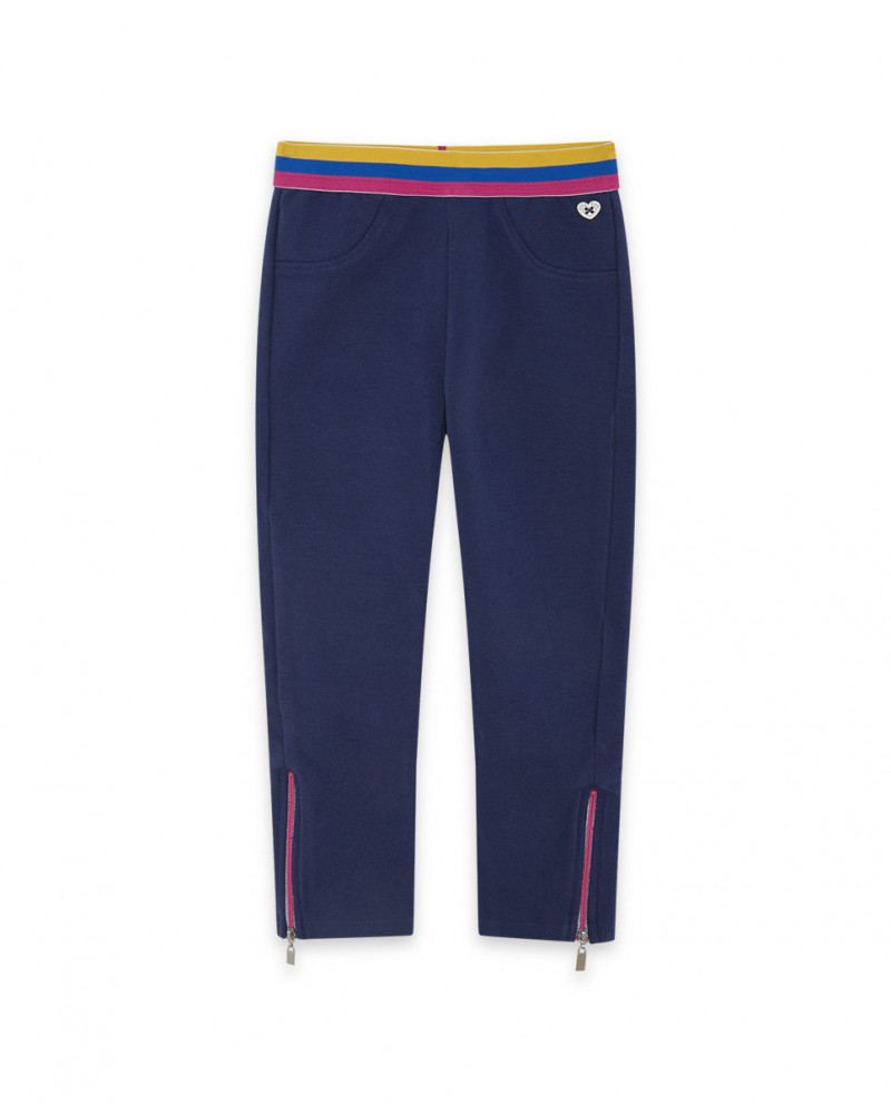 Leggings en coton molletonné avec fermeture éclair fille bleus