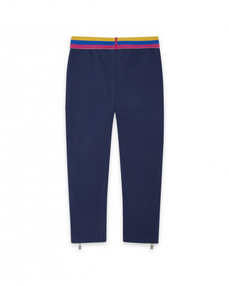 Leggings en coton molletonné avec fermeture éclair fille bleus