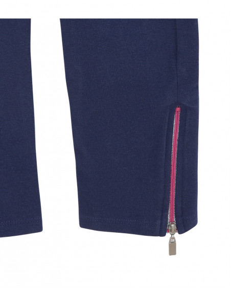Leggings en coton molletonné avec fermeture éclair fille bleus