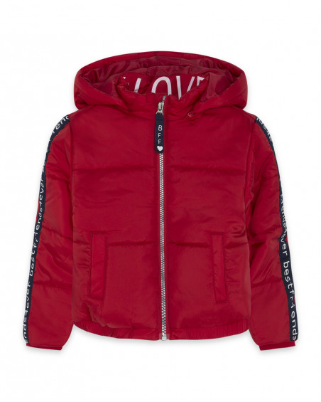 Parka tissus technique avec capuche garçon rouge breakfast time Parka tissus technique avec capuche garçon rouge breakfast time