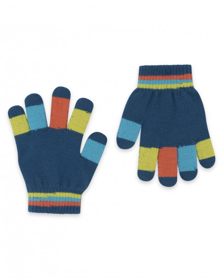 Gants en tricot à rayures garçon bleue color hikers Gants en tricot à rayures garçon bleue color hikers
