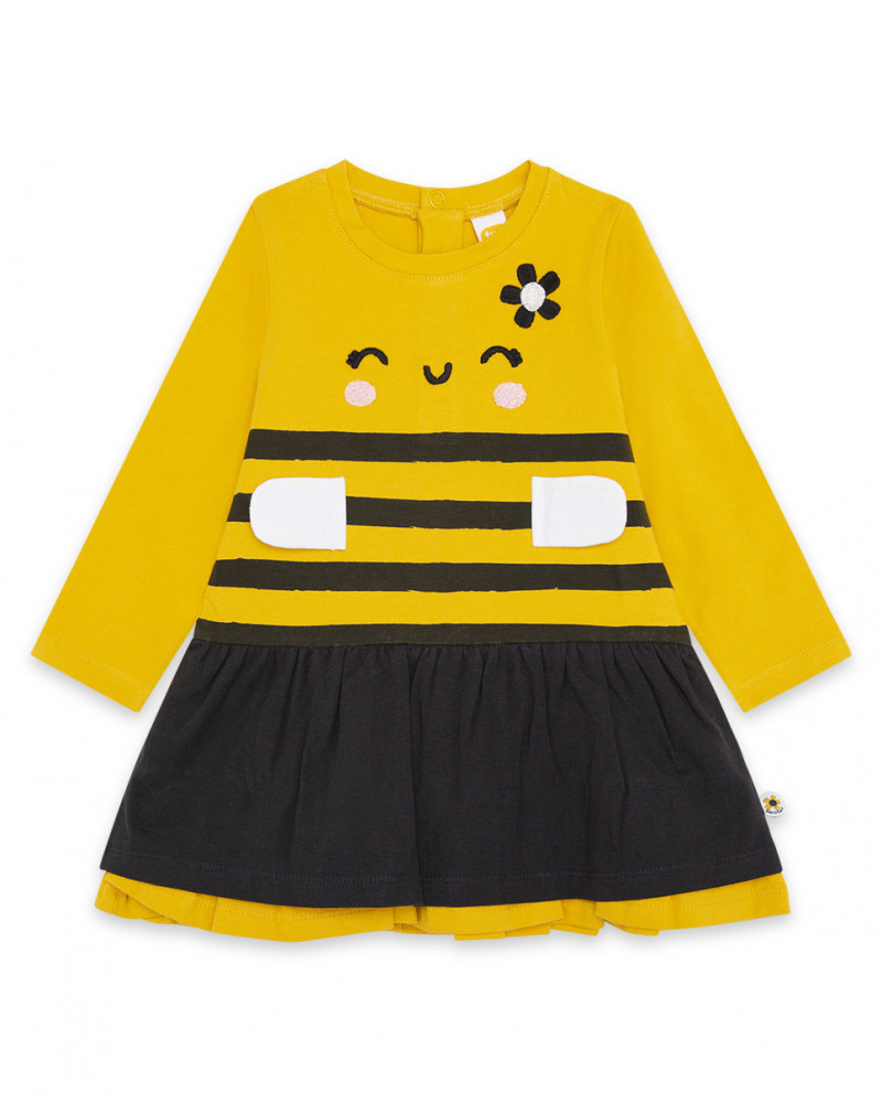 Robe en jersey abeille fille jaune bee happy