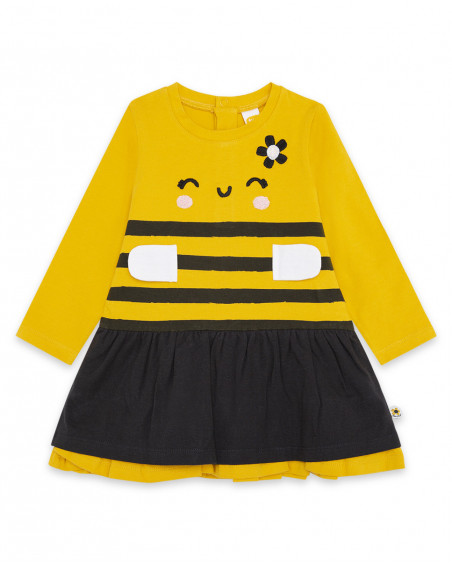 Robe en jersey abeille fille jaune bee happy Robe en jersey abeille fille jaune bee happy