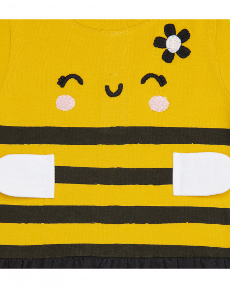 Robe en jersey abeille fille jaune bee happy Robe en jersey abeille fille jaune bee happy