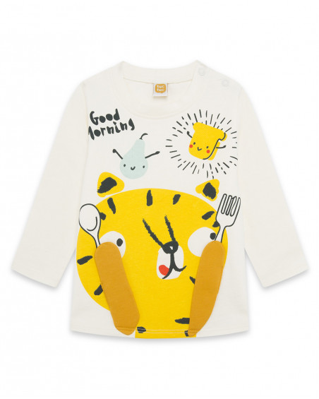 Tee-shirt en jersey tigre garçon beige basicos kids Tee-shirt en jersey tigre garçon beige basicos kids