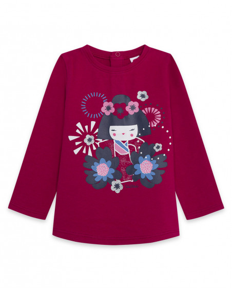Tee-shirt en jersey imprimée fille rose kyoto girls Tee-shirt en jersey imprimée fille rose kyoto girls