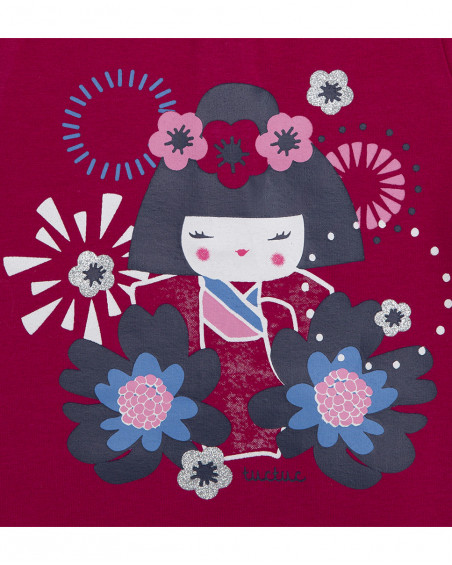 Tee-shirt en jersey imprimée fille rose kyoto girls Tee-shirt en jersey imprimée fille rose kyoto girls