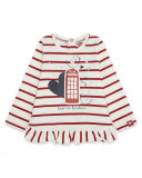 Tee-shirt en jersey à rayures fille rouge hello london Tee-shirt en jersey à rayures fille rouge hello london