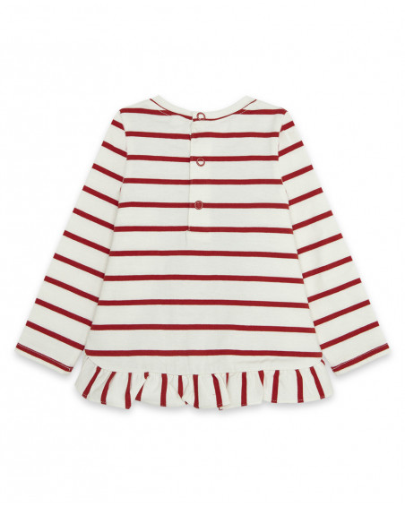 Tee-shirt en jersey à rayures fille rouge hello london Tee-shirt en jersey à rayures fille rouge hello london