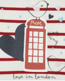 Tee-shirt en jersey à rayures fille rouge hello london Tee-shirt en jersey à rayures fille rouge hello london