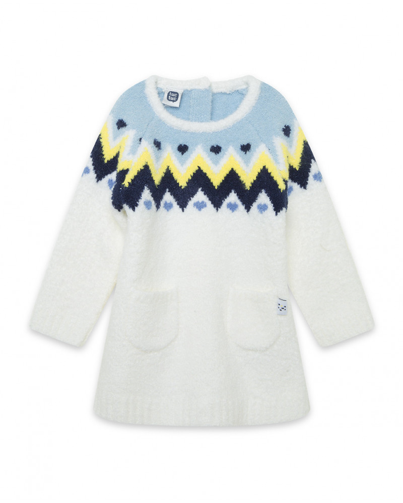 Robe en tricot coeurs fille blanche it's cold