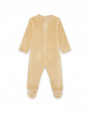 Grenouillère en velours avec pieds teddy garçon beige brownie Grenouillère en velours avec pieds teddy garçon beige brownie