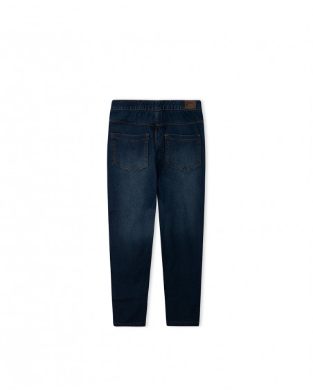 Jeggings en coton molletonné effet denim fille marine basicos Jeggings en coton molletonné effet denim fille marine basicos