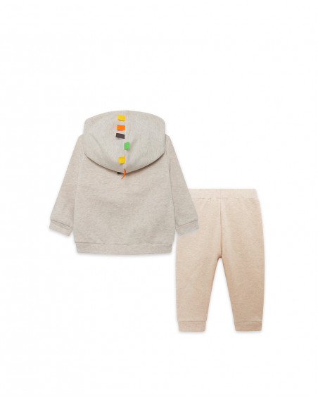 Sweat et pantalon en peluche jogging garçon beige funcactus Sweat et pantalon en peluche jogging garçon beige funcactus