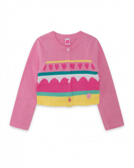 Veste en tricot boutons fille rose icy and sweet Veste en tricot boutons fille rose icy and sweet