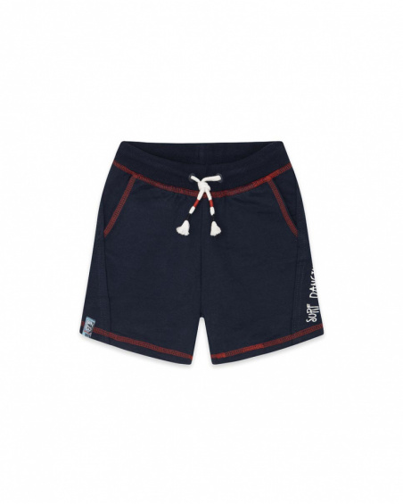 Bermuda en coton molletonné lacets garçon bleu surf club Bermuda en coton molletonné lacets garçon bleu surf club