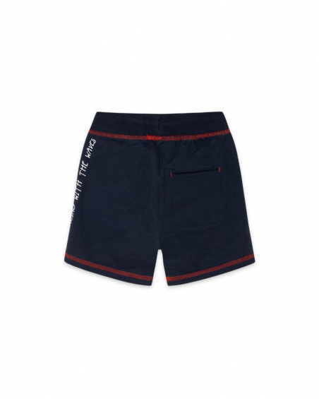 Bermuda en coton molletonné lacets garçon bleu surf club Bermuda en coton molletonné lacets garçon bleu surf club