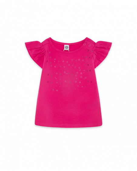 Tee-shirt en jersey volants fille fucsia basicos baby Tee-shirt en jersey volants fille fucsia basicos baby