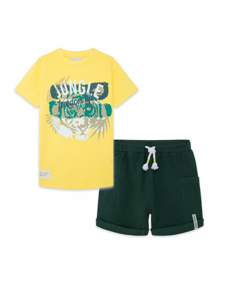 Tee-shirt et bermuda en jersey lacets garçon jaune jungle street Tee-shirt et bermuda en jersey lacets garçon jaune jungle street