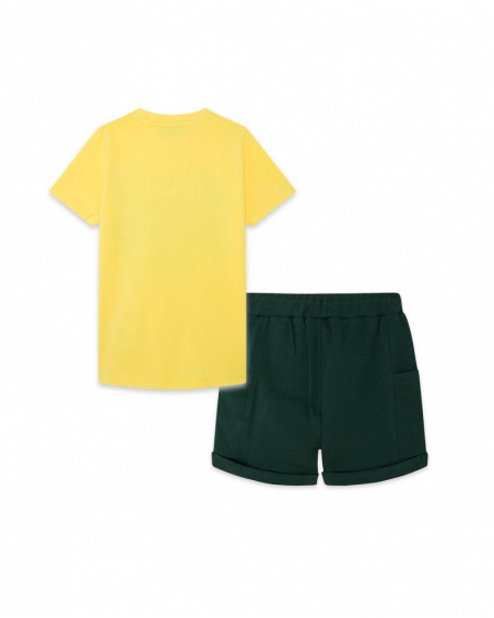 Tee-shirt et bermuda en jersey lacets garçon jaune jungle street Tee-shirt et bermuda en jersey lacets garçon jaune jungle street