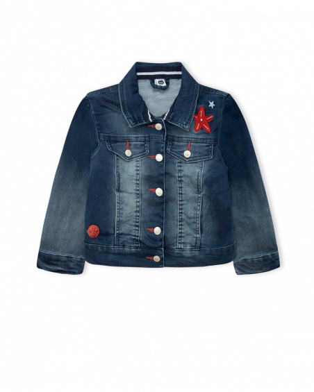 Veste en jeans boutons fille bleu red submarine Veste en jeans boutons fille bleu red submarine