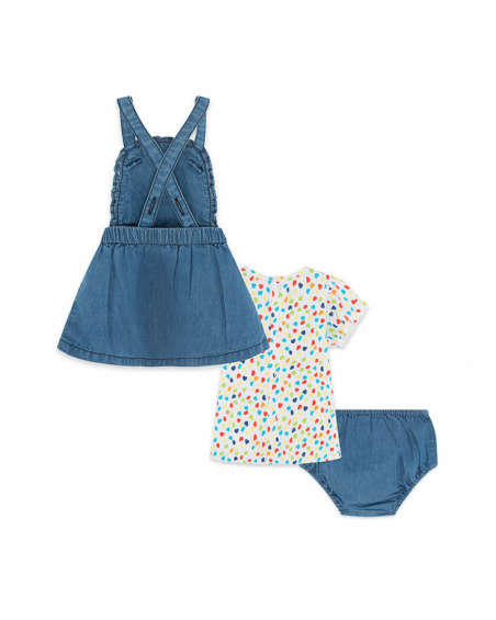 Robe en jeans et tee-shirt coeurs fille bleu hi! sunshine Robe en jeans et tee-shirt coeurs fille bleu hi! sunshine