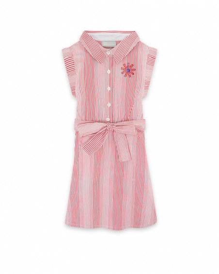Robe en popeline à rayures fille rouge sea lovers Robe en popeline à rayures fille rouge sea lovers