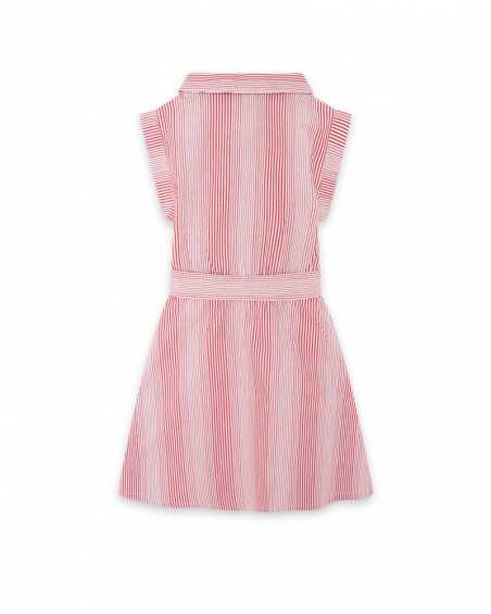 Robe en popeline à rayures fille rouge sea lovers Robe en popeline à rayures fille rouge sea lovers