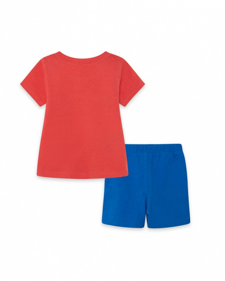 Tee-shirt et bermuda en jersey lacets garçon orange enjoy the
