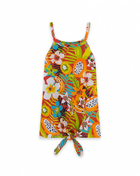 Tee-shirt en jersey bretelles fille orange summer festival Tee-shirt en jersey bretelles fille orange summer festival