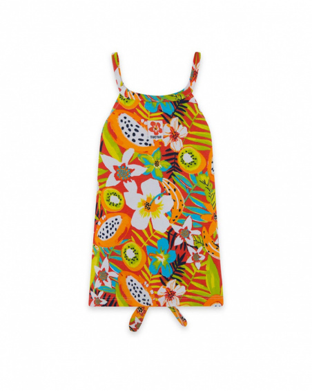 Tee-shirt en jersey bretelles fille orange summer festival Tee-shirt en jersey bretelles fille orange summer festival