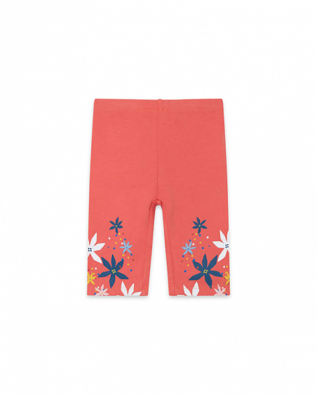 Leggings capri en jersey fleurs fille orange enjoy the sun Leggings capri en jersey fleurs fille orange enjoy the sun