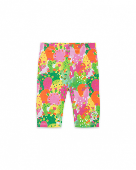 Leggings capri en jersey imprimé fille vert funcactus