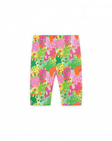 Leggings capri en jersey imprimé fille vert funcactus