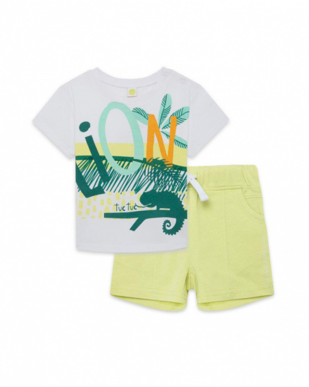 Tee-shirt et bermuda en jersey lacets garçon blanche in the Tee-shirt et bermuda en jersey lacets garçon blanche in the