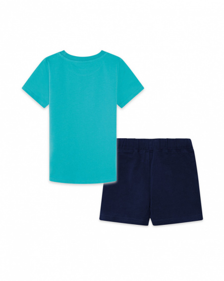 Tee-shirt et bermuda en jersey lacets garçon bleu free time Tee-shirt et bermuda en jersey lacets garçon bleu free time