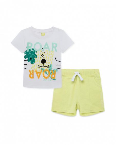 Tee-shirt et bermuda en jersey lacets garçon blanche in the Tee-shirt et bermuda en jersey lacets garçon blanche in the