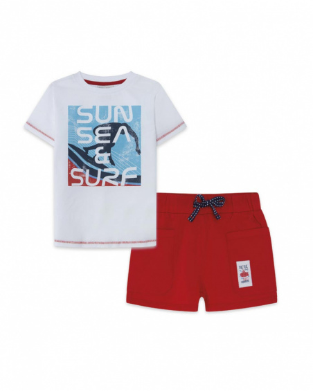 Tee-shirt et bermuda en jersey lacets garçon blanche surf club Tee-shirt et bermuda en jersey lacets garçon blanche surf club