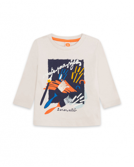 T-shirt en maille beige Boy Crafted