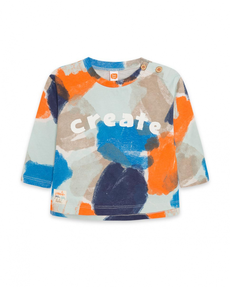 T-shirt en maille bleu et marron Boy Crafted